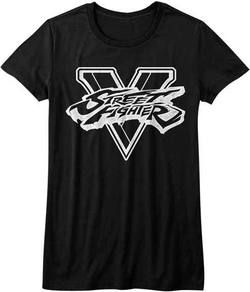 Street Fighter Video Game SFV Black & White Women s Fitted T Shirt S