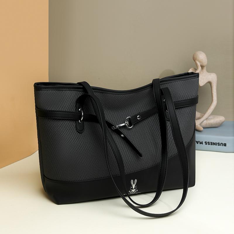 Large Capacity Handbag Women's Color Contrast Shoulder Underarm Bag Commuter Tote Bag