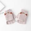 1 Paar süße Fäustlinge Flip Halbfingerhandschuh für Frauen Mädchen Winter weiche warme dicke Handschuhe Student kältebeständige Schreibhandschuhe