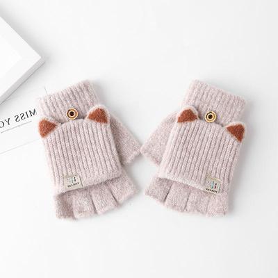 1 Pár Roztomilé Palčiaky Sklopné Polprstové Rukavice Pre Ženy Dievčatá Zimné Mäkké Teplé Hrubé Rukavice Študentské Odolné Proti Chladu Písacie Rukavice