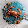 0106 Embossed Floral Marine Animals  Pattern, Automatic Folding Umbrella, Portable and Foldable Design, 8 Ribs, a Christmas or Birthday Gift.