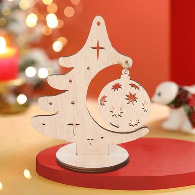 Xmas Tree Cutout Ornament Wooden Tree Ornament with Cut-out Patterns Hanging Pendant Freestanding Christmas Tree Centerpiece for Table Mantel