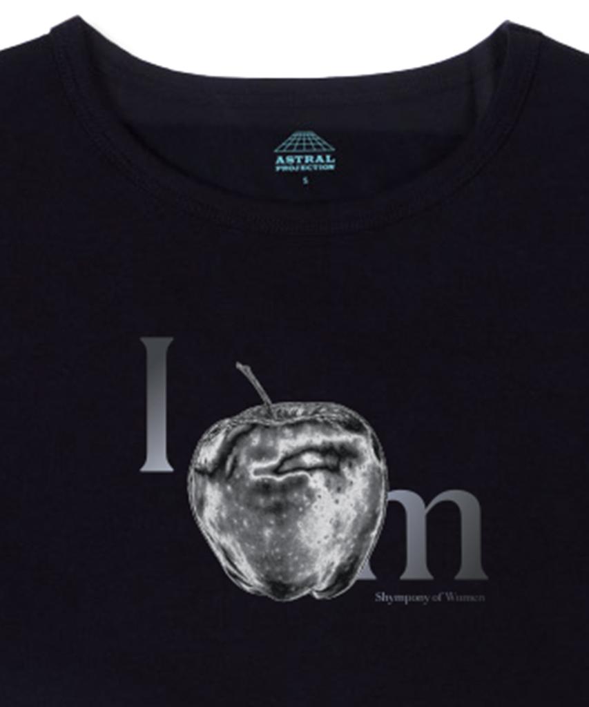ASTRAL PROJECTION Apple Supima Spandex 5-Quarter Sleeve Short Crop Top_Black