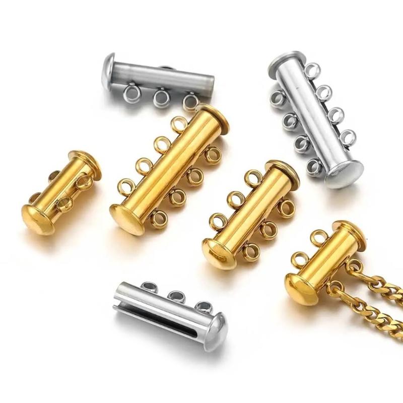 Slide Lock Clasp 304 Nerezová ocelová trubková spojka pro vrstvení náhrdelníků nebo náramků, příslušenství pro výrobu šperků