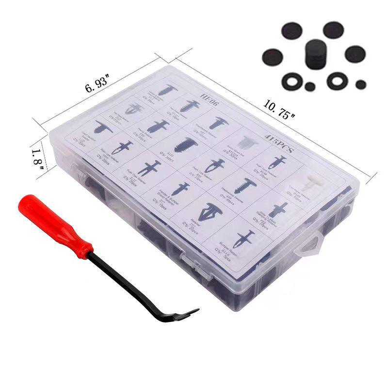 415-Piece Snap-in Car Expansion Screws & Plastic Clips Set for Door Panels and Mudguards