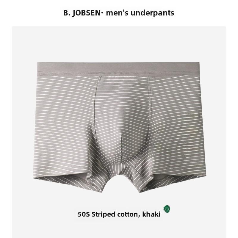 Men's Cotton Modal Boxer Briefs - Breathable Large Size, Striped Japanese Style for Autumn and Winter.