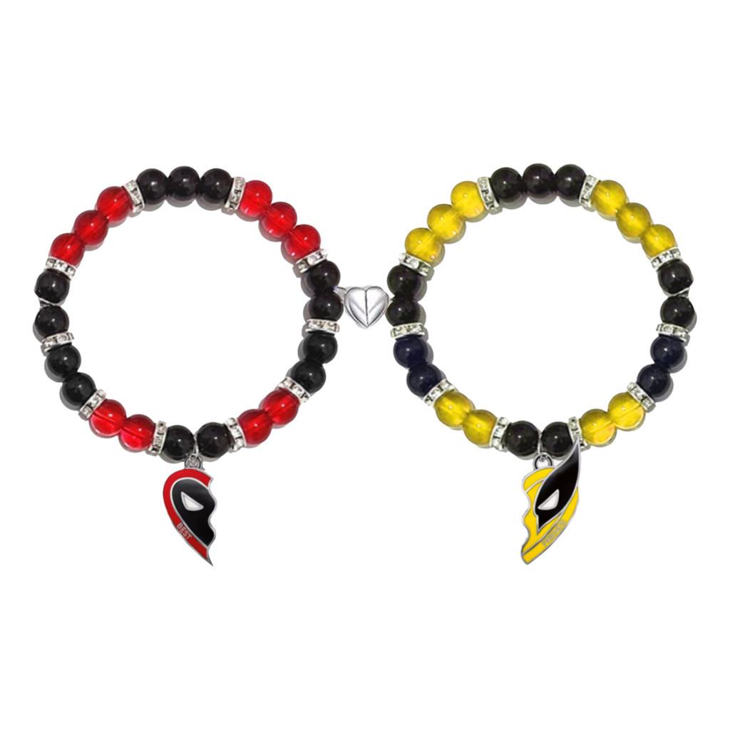 Deadpool Wolverine Best Friends Heart Geometric Alloy Necklace Red Yellow Cartoon Gift