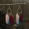 Trendy Ethnic Retro Multicolor Feather Beaded Circle Dangle Earrings
