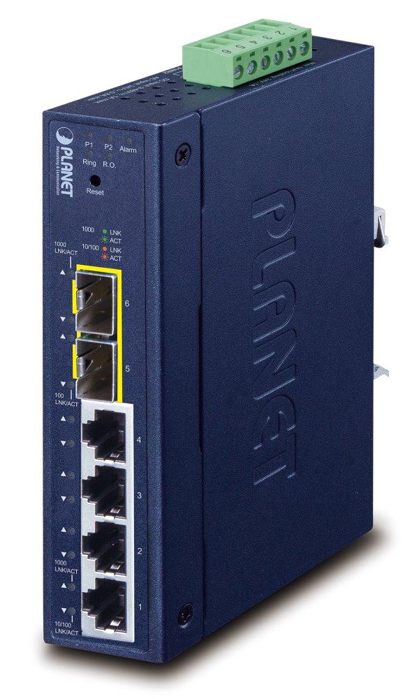 PLANET Industrial L2/L4 4-Port Managed L2/L4 Gigabit Ethernet (10/100/1000) Blue