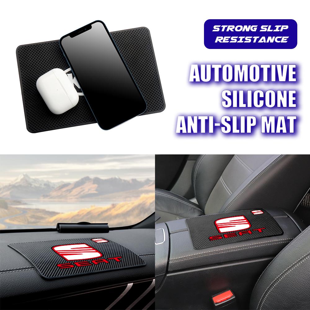 NBNY6 PVC Car Logo Rubber Mobile Sticky Pad Dashboard Anti-Slip Mat For SEAT lbiza Mk2 Cupra 6j Leon Mk1 FR Racing Arona Ateca Altea