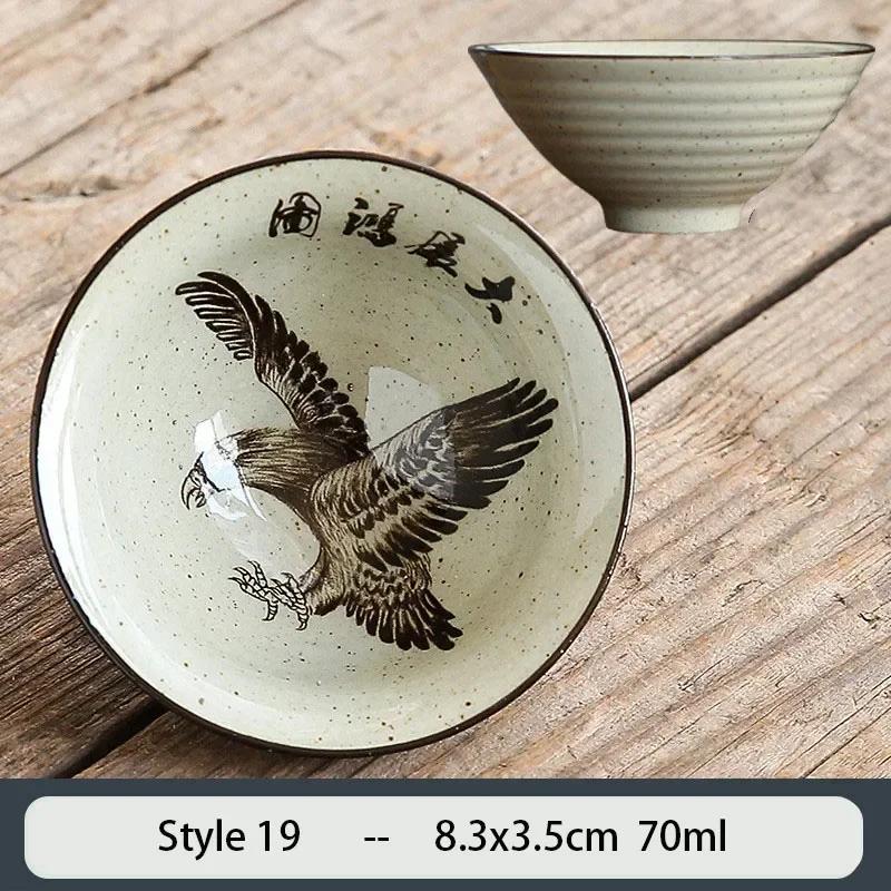 1PCS Chinese Traditional Ceramic Cone Teacup Anti Scaling Handmade Flowers Porcelain Tea Bowl Travel Meditation Cup Tea Set 70ml