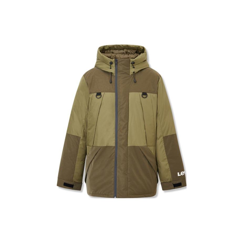 Levis FW23 Color Block Thick Mid-Length Coat Men Coats Camel A8590-0000