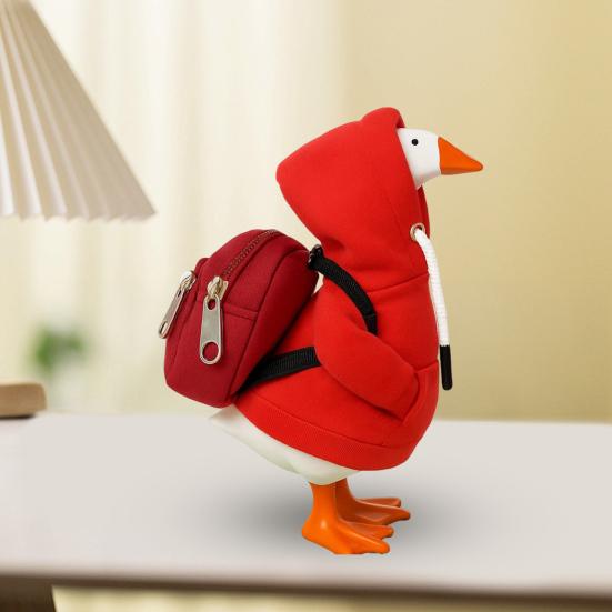 Mini Goose Hoodie with Backpack 7 Inch Desk Goose Outfit Mini Porch Goose Costume Magnetic Goose Statue Key Holder Clothes