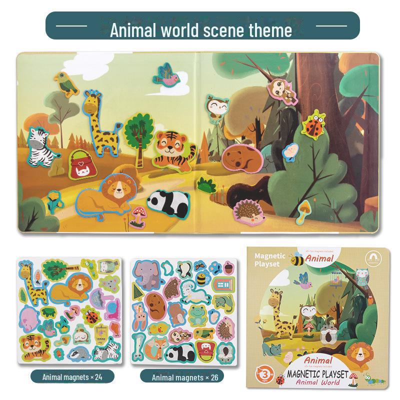 Children's Educational Magnetic Animal & Dinosaur Scene Puzzle Toy
