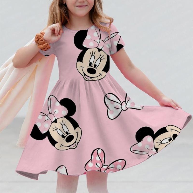 M-ickey And M-innie Print Summer Dress Kids Girl Clothes Sweet