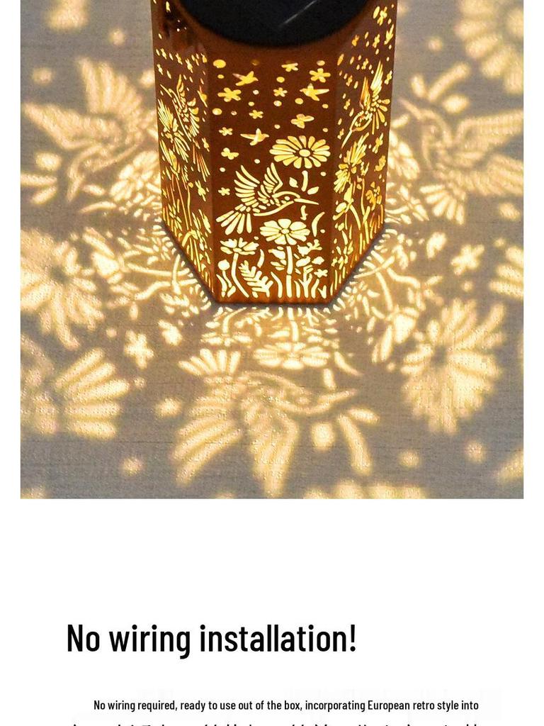 Kolibri Solar Laterne für Außen: Wasserdichtes Schmiedeeisen Hohldesign für Innenhöfe