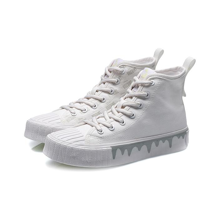 Li-Ning Non-Slip Wear-Resistant Lightweight High-Top Canvas Shoes Women Sneakers White Yellow AGCP338-4