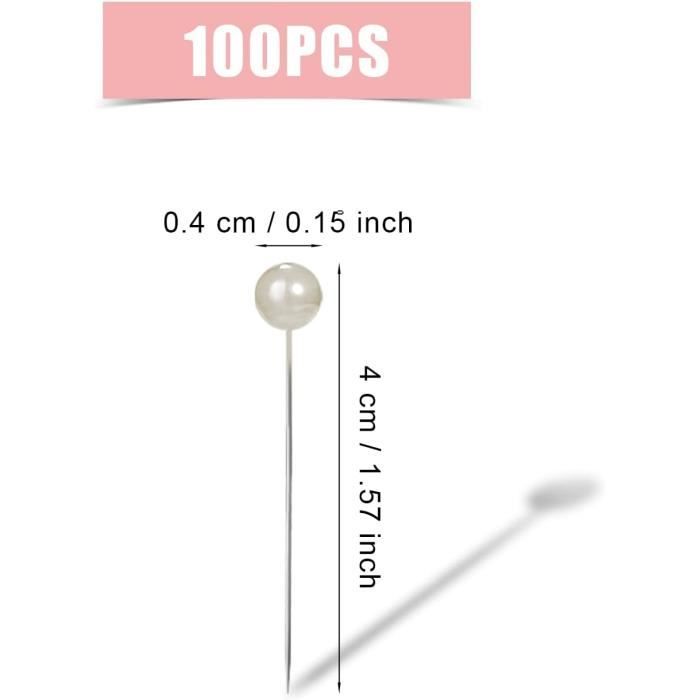 Épingles à coudre - DIEGIMR - 100 pièces - Tête de boule en plastique - 4 cm - Style premium