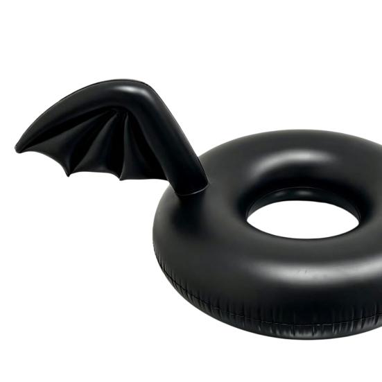Inflatable Pool Float Creative Bat Wings Decor Black Thickened PVC Swim Ring