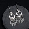 Retro Tibetan silver fringed earrings women's long temperament versatile earrings fashion personality vacation earrings