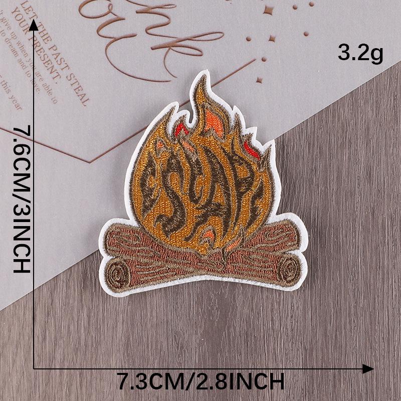 Bonfire Embroidered Patch - Round Cloth Label for DIY Clothing & Accessories