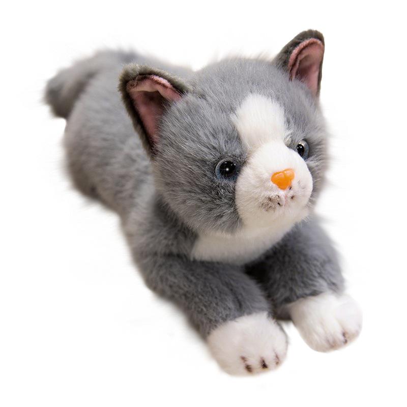 Cute Simulated Lying Posture Kitten Doll Plush Toy Black Cat Doll Children'S Company Soothing Doll