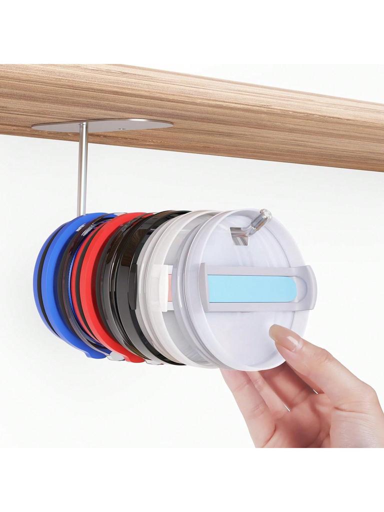 Pachet de 2 organizatoare pentru capac pentru pahare, organizator pentru capac pentru pahare Yeti/Stanley/Capace moderne simple, cârlig pentru capac autoadeziv pentru bucătărie
