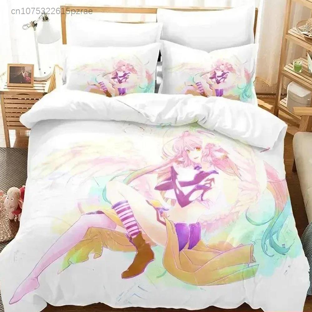Top 3D Anime No Game No Life Bedding Set Printed Bed Set With Pillowcase Bed Duvet Cover Soft Queen King Size Bedclothes Home