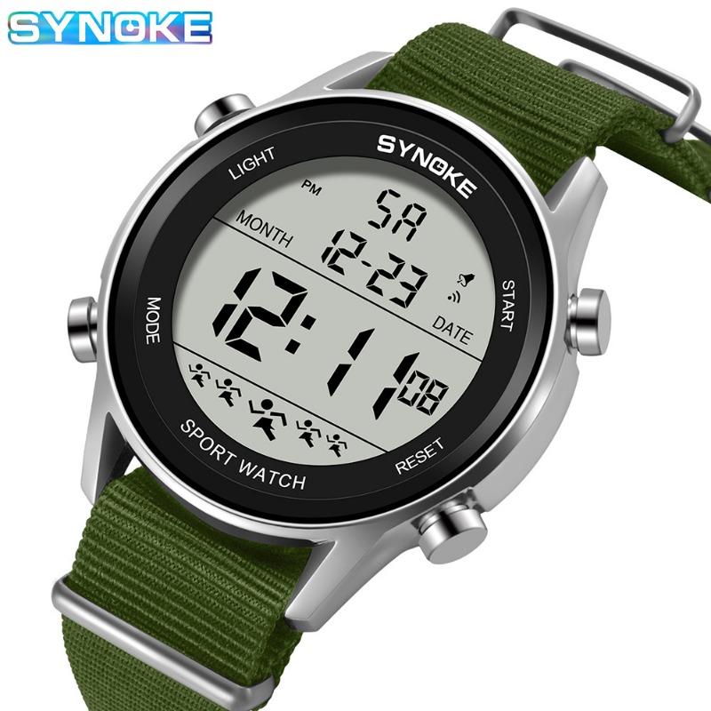 Top Brand New Men's Sports Trendy Electronic Watch Canvas Nylon Belt Waterproof Outdoor Sports Mountain Climbing Running Watch