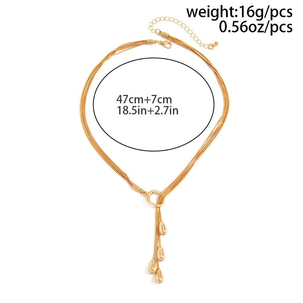 Smooth Surface Drop Tassel Necklace Thin Snake Chain Y Shape Necklace Party Gathering