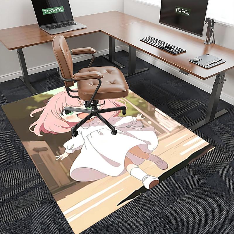 1pc Pink Hair Cat Ears Chair Mat - Anime Cartoon Design, Non-Slip Carpet for Office Chair, Suitable for Home Decor, Living Room, Bedroom, Game Room &