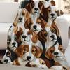 1Pc Beagles Soft And Comfortable Flannel Blanket Mixed Color Polyester Material, Suitable For All Seasons, Couch Bed Office Naps