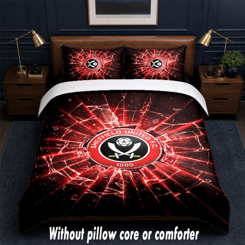 Sheffield United Calcio Design Set Biancheria da Letto 1 Copripiumino + 2 Federe Morbido Traspirante Biancheria da Letto per la Casa