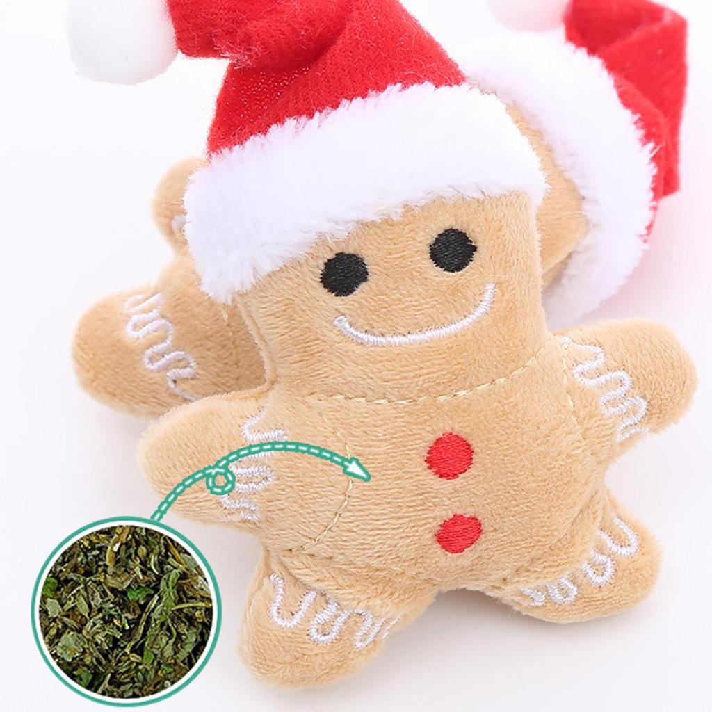 Weihnachten Haustierhunde Spielzeug Beißringe Geschenk Lebkuchenmann Katze und Hund Serie Plüsch Kauspielzeug Cartoon Puzzle Zubehör