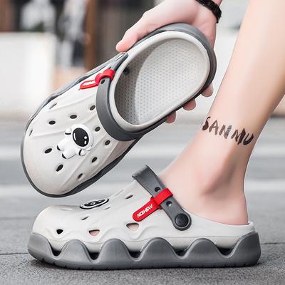 Hole Shoes Men Wear Non-Slip Soft-Soled Bag Head Men'S Slippers Sports Thick-Soled Beach Sandals Men