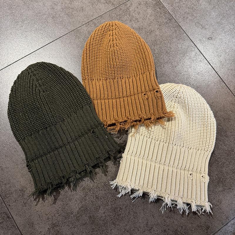 Color Solid Knitted Cap Winter Street Style Warm Beanie Hat For Casual Wear