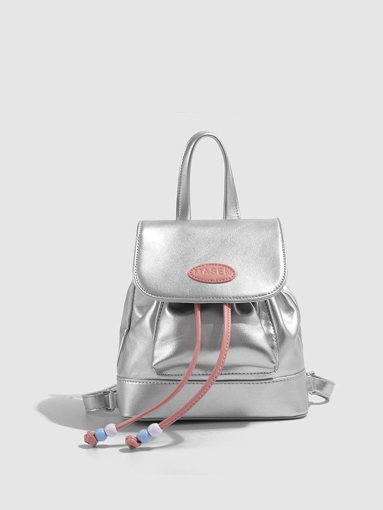 

2025 new high-end silver backpack ins student small backpack handbag niche school bag travel bag серебряный