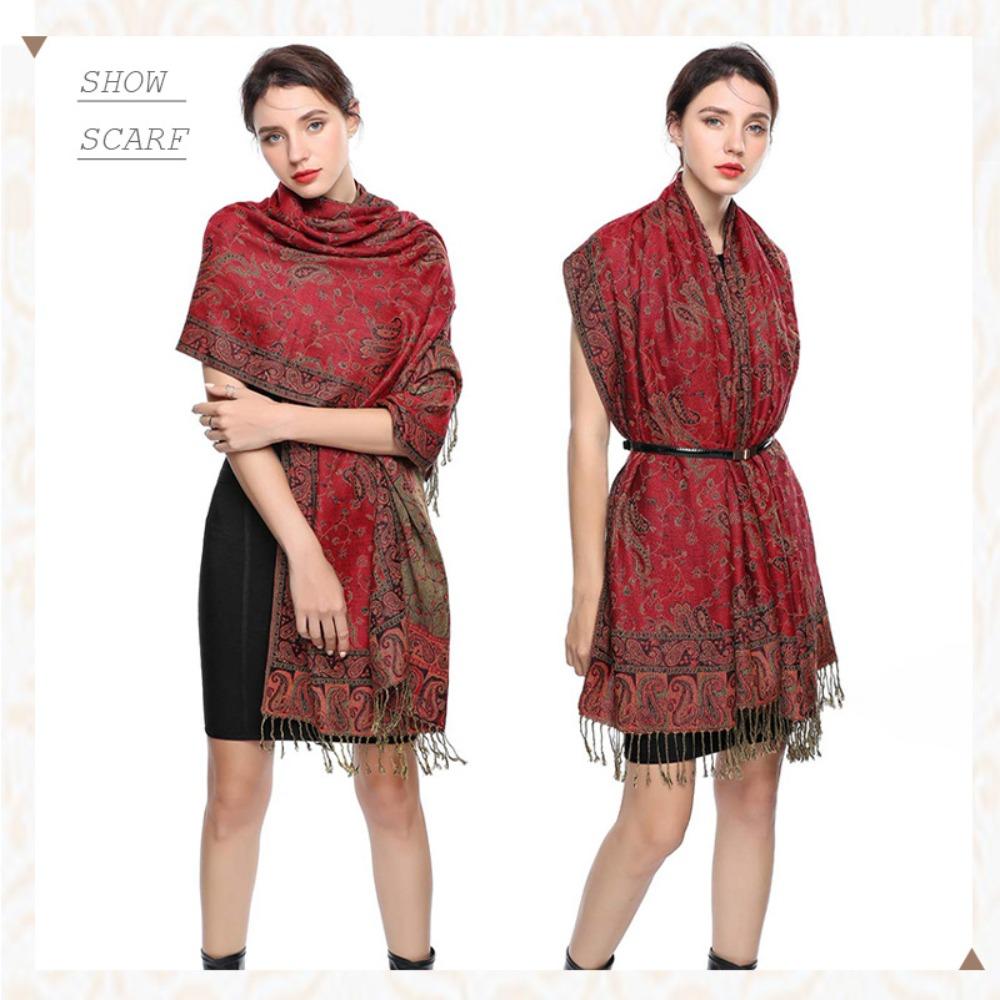 Thickened Paisley Jacquard Scarf Windproof Bohemia Poncho Hijab  Women/Men