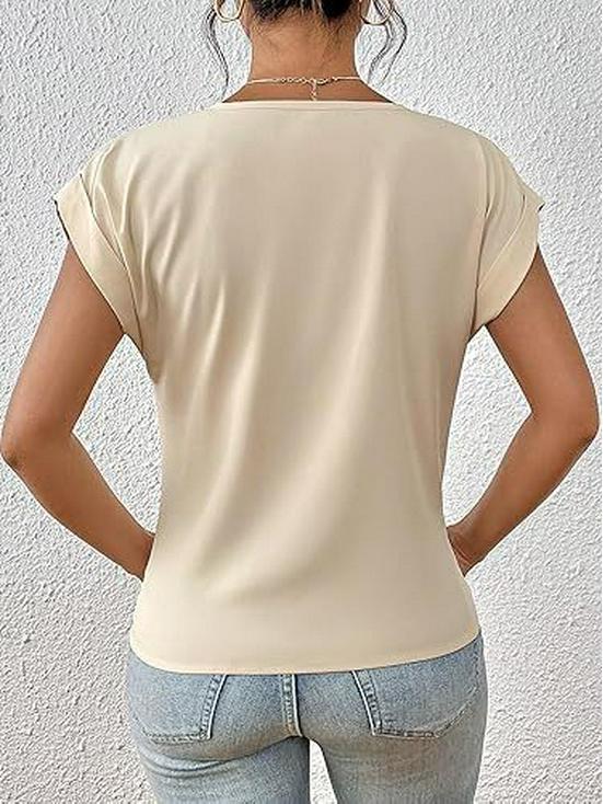 2025 Bestseller Women's Solid V-neck Short-Sleeve T-shirt - Elegant Spring/Summer Top