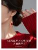 Banyan Tree S925 Silver Heart Knot Festive Long Red New Year Earrings for Women