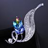 Korean Style Crystal Rhinestone Leaf Brooch Pin - Fashion Suit Flower Accessory