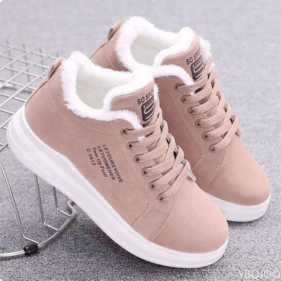 Mode Winter Outdoor Damen Schuhe Warmes Fell Plüsch Damen Freizeitschuhe Schnürschuhe Mode Sneaker Zapatillas Mujer Plateau Schneestiefel Damen