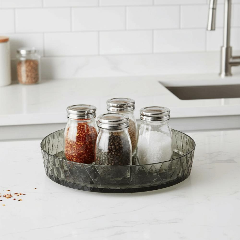 Round Cosmetic Storage Rotating Tray Turntable Desktop Storage Tray Living Room