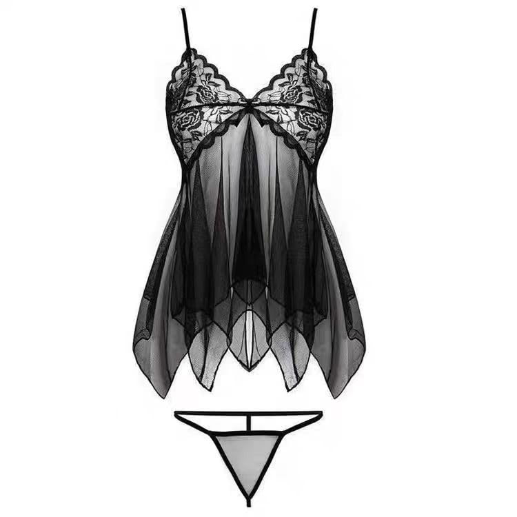 Babydoll Sexy Lace Sexy Camisole [TUOTISI] Lingerie, Underwear, Women's Lingerie, T-back 2-piece Set, Loungewear, Lingerie, (Wine Red)