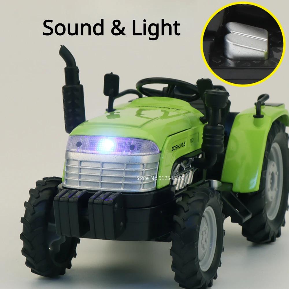 Scale 1:32 Toy Model Car Round Head Alloy Agricultural Tractor With Bucket Models Sound Light Collection Display Gift For Friend