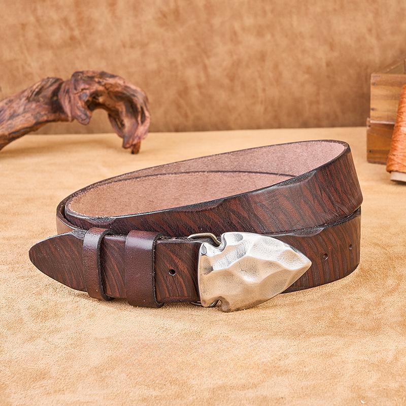 First Layer Cowhide Men's Belt Genuine Leather Handmade Retro Water Washing Casual Personalized Board Buckle Jeans Belt
