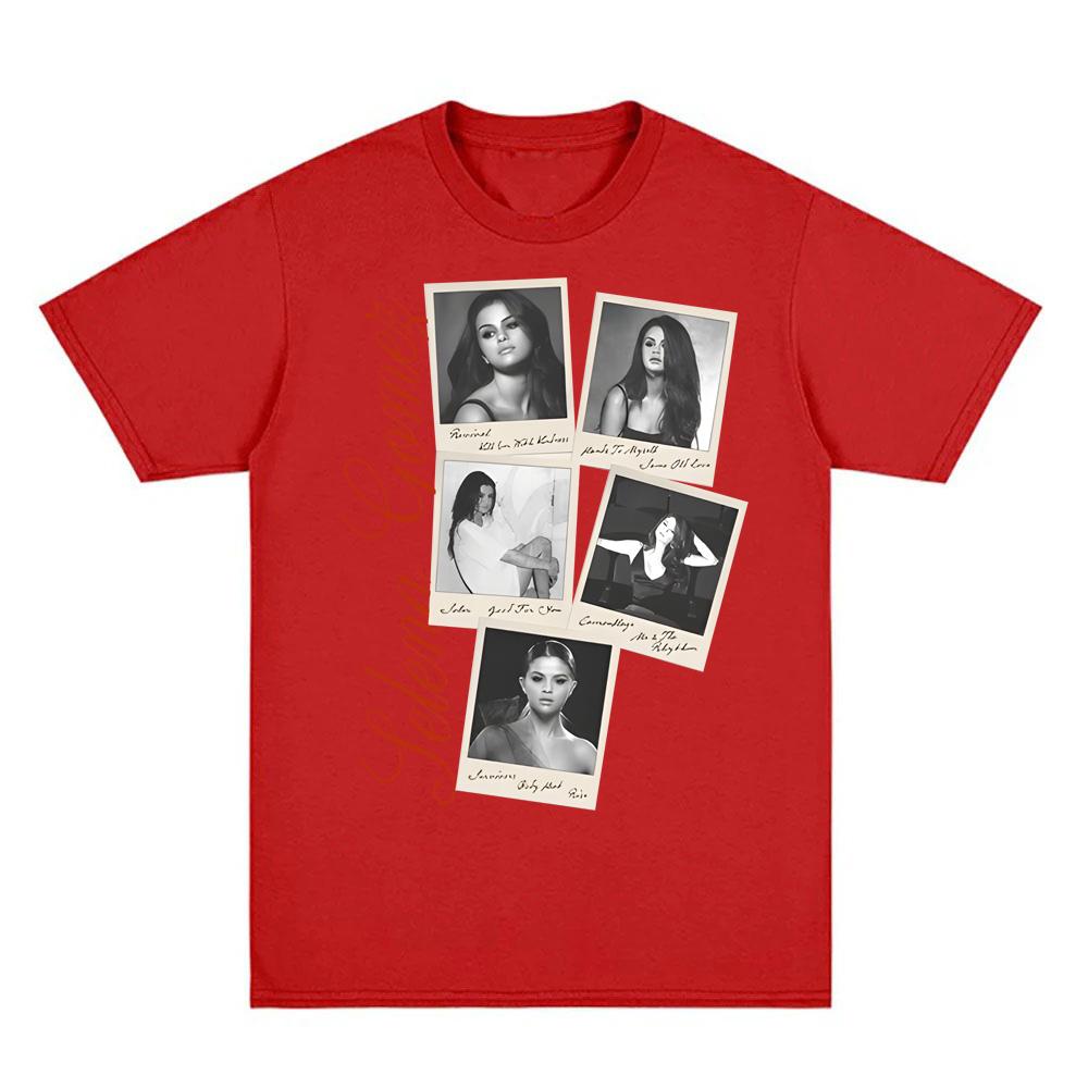 REVIVAL POLAROID T-SHIRT  Selena Gomez  Fashion Vintage New 100%cotton Tops Goth Grunge O-neck High Quality Female/Male Tshirt