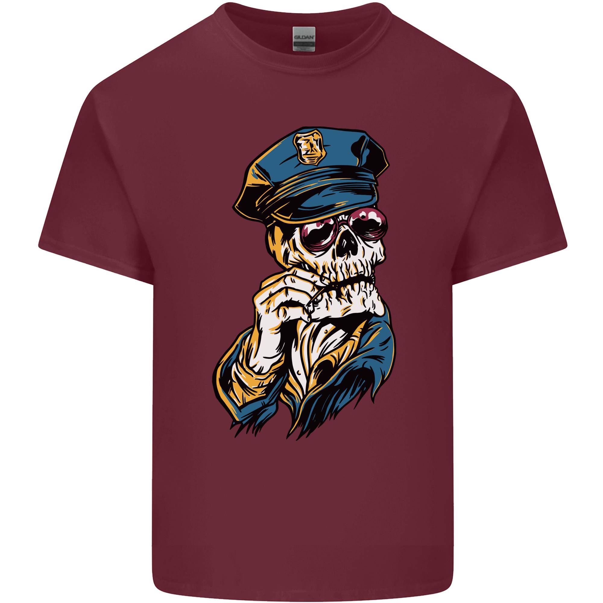 PoliceUnisex Skull Police Officer Force Unisexs Light Cotton TShirt S