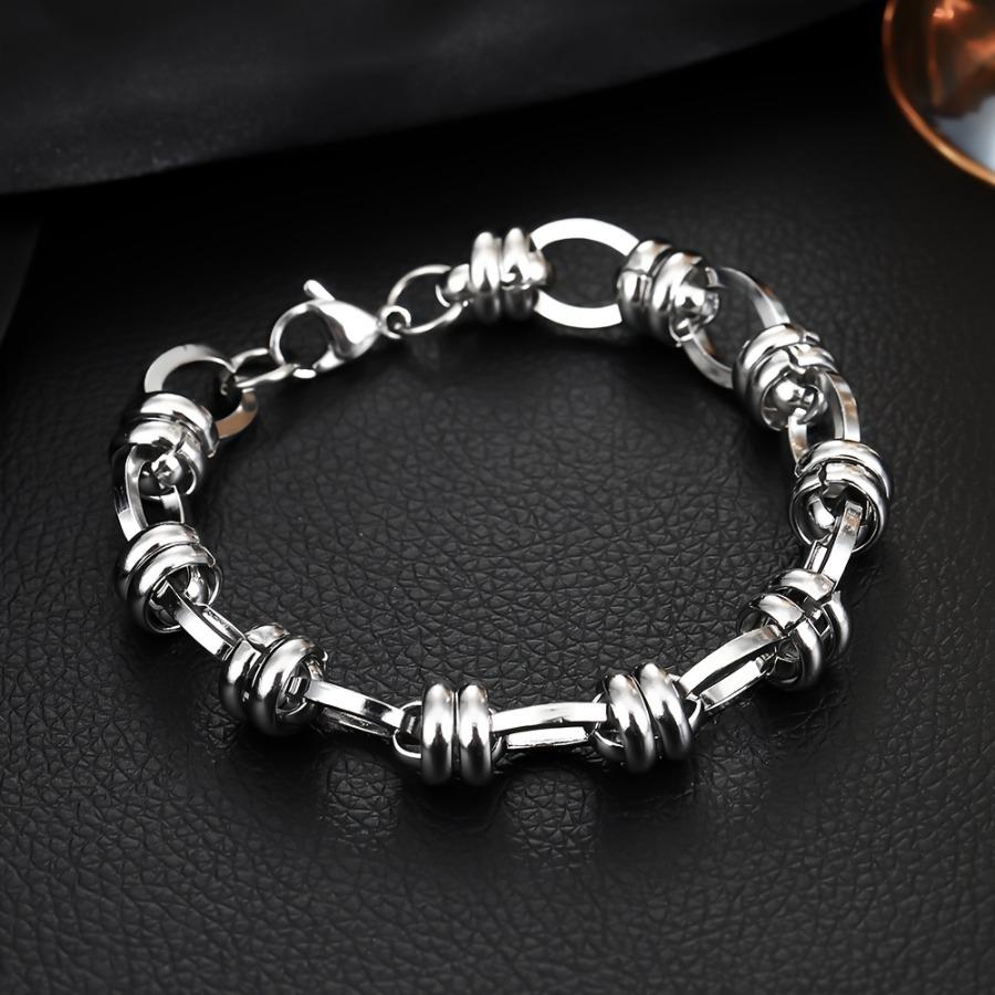 [Stainless Steel Bracelet] 304 Stainless Steel Link Bracelet - Modern Geometric Chain Unisex Jewelry - 1pc