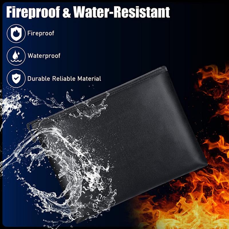 Waterproof And Fireproof Document Bag Fireproof Document Bag Waterproof Money Bag Fire Safe Storage Pouch with Zipper for Home